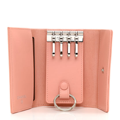 Chanel Goatskin Camellia Embossed 4 Key Holder Pink 5 of 8