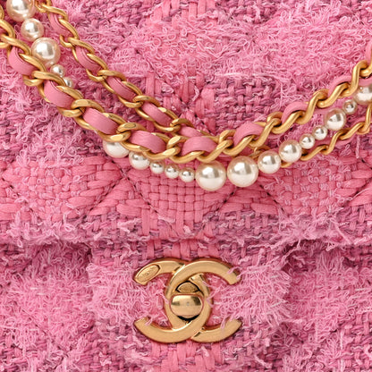 Chanel Tweed Quilted Pearl Twist Mini Square Flap Pink Dark Pink 8 of 11