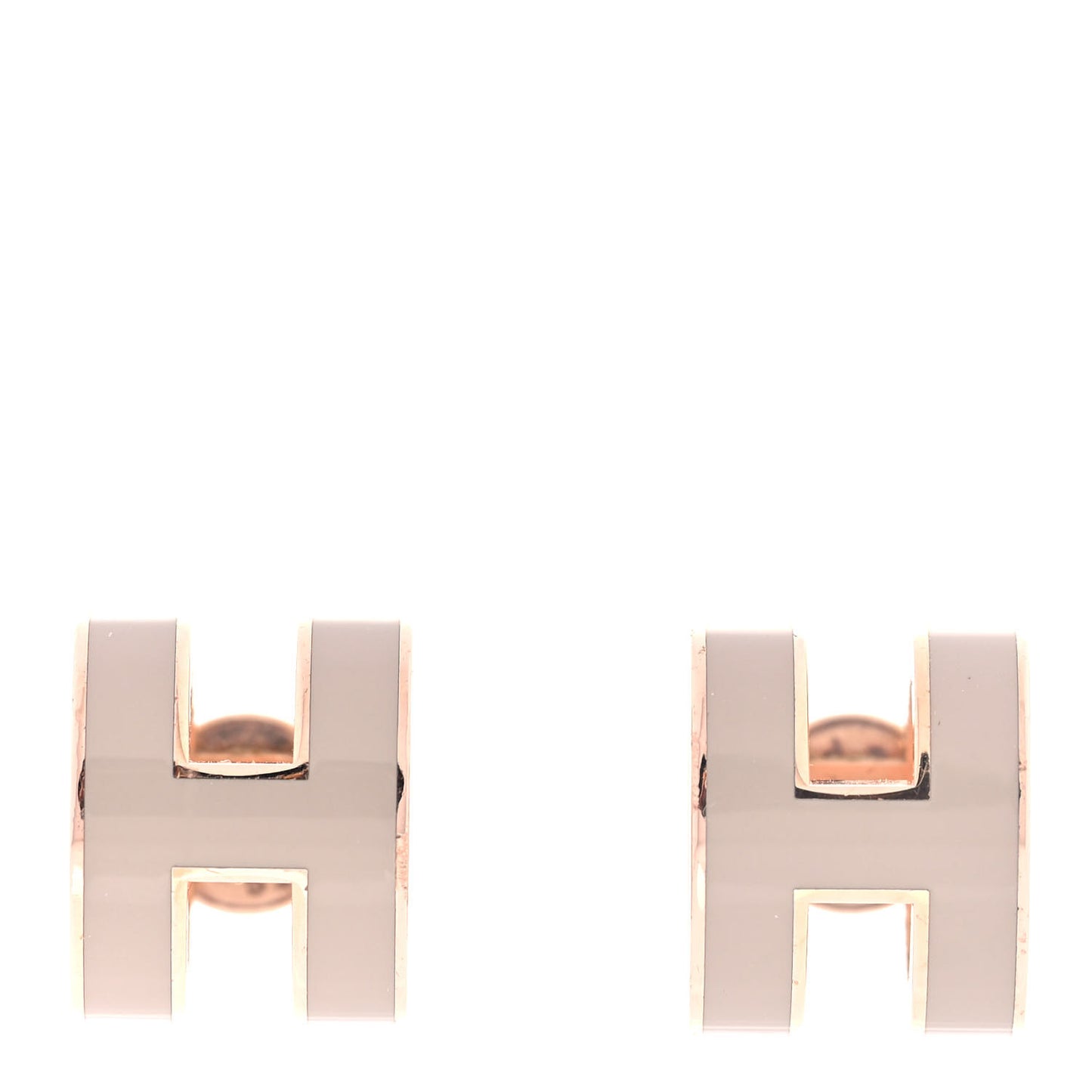 Rose Gold Lacquered Pop H Earrings Marron Glace