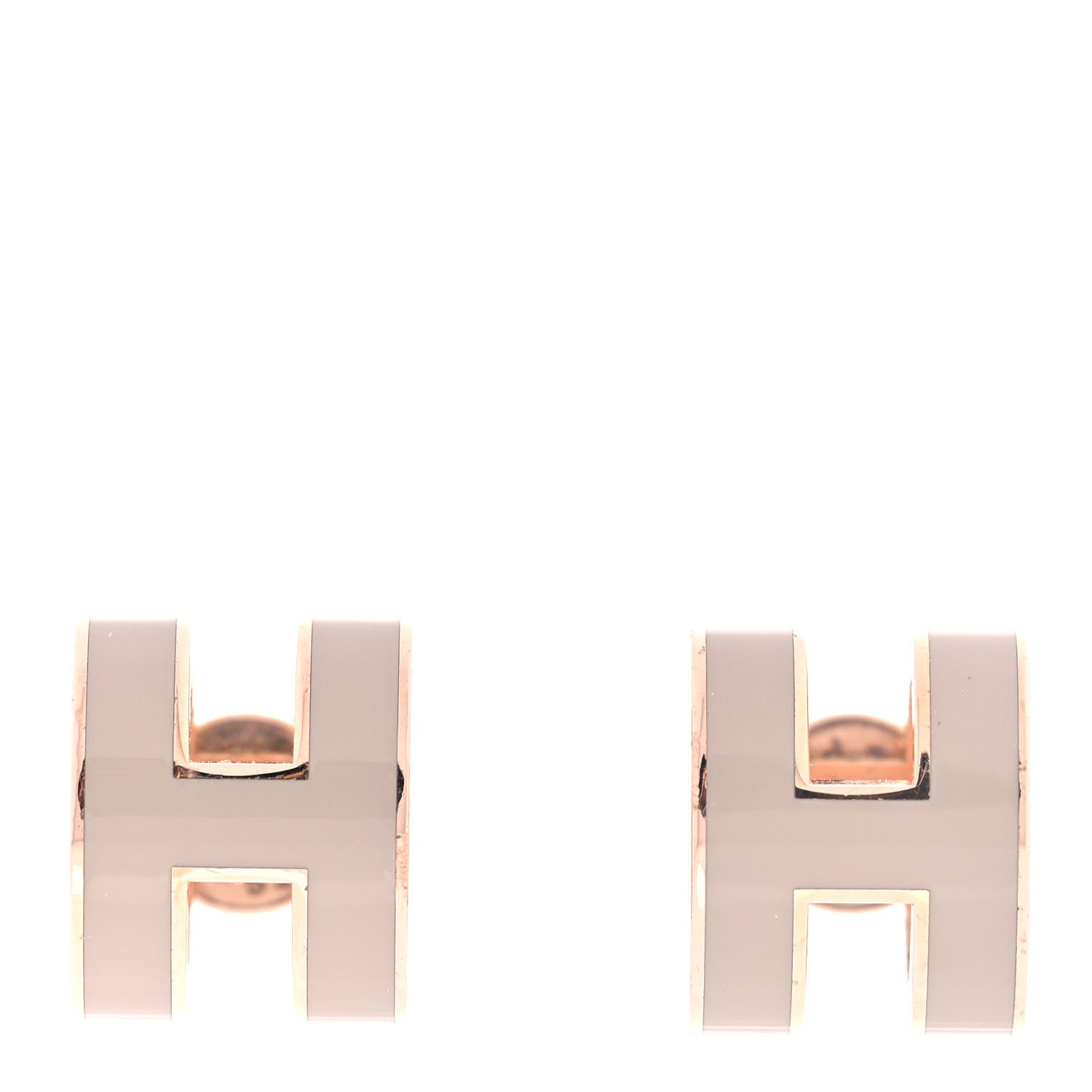 Hermes Rose Gold Lacquered Pop H Earrings Marron Glace 1 of 5