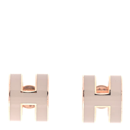 Hermes Rose Gold Lacquered Pop H Earrings Marron Glace 1 of 5