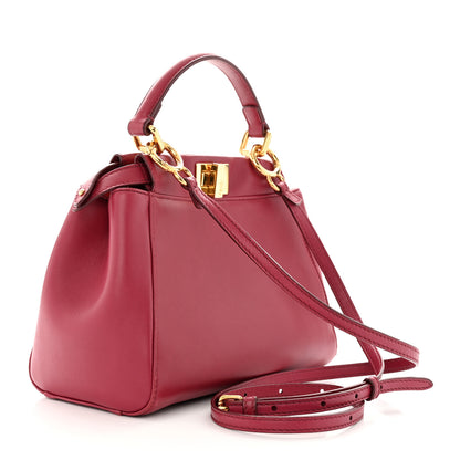 Fendi Nappa Monster Eyes Mini Peekaboo Iconic Satchel Amarena Fiamma 3 of 14