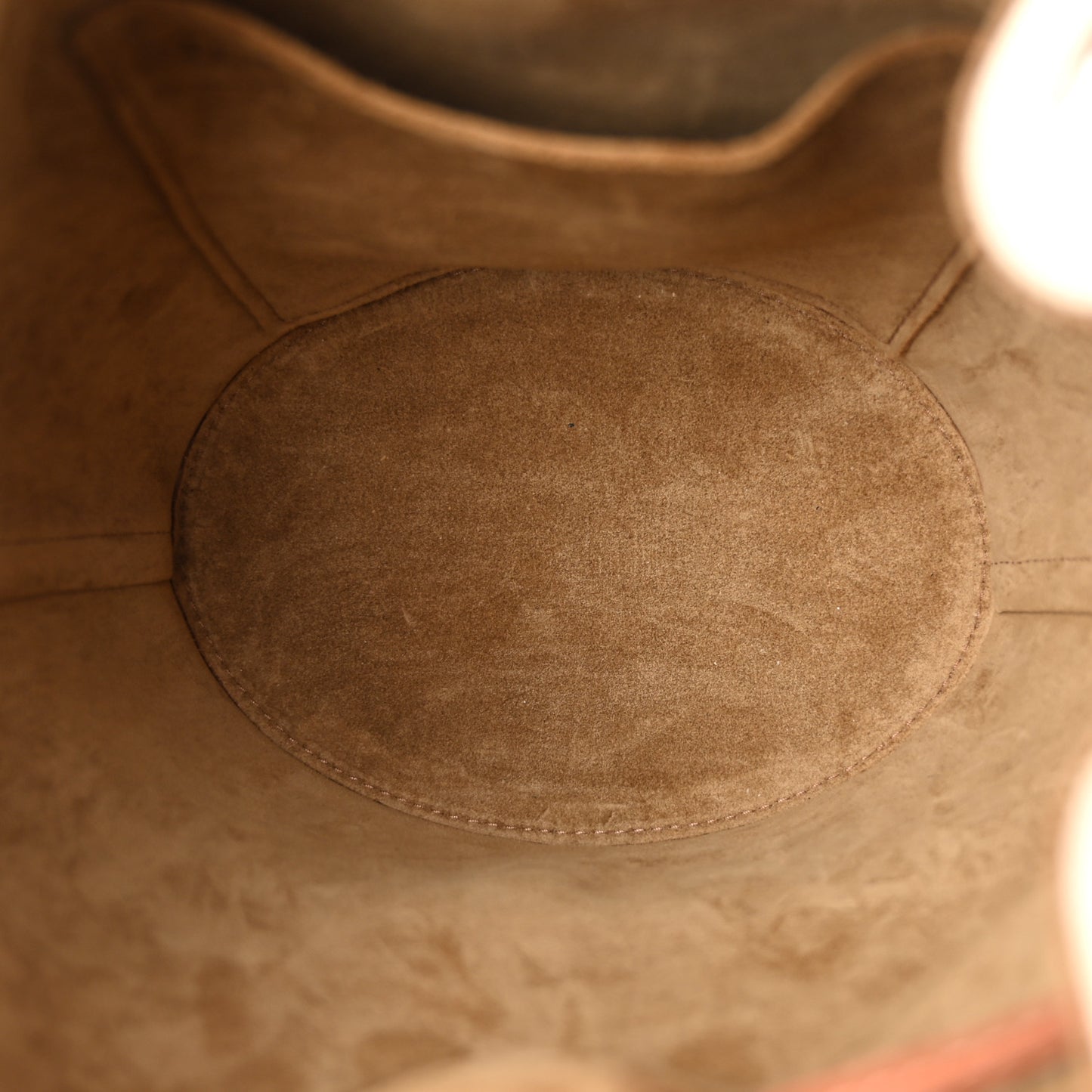 Canvas Calfskin Balloon Bucket Bag Ecru Tan