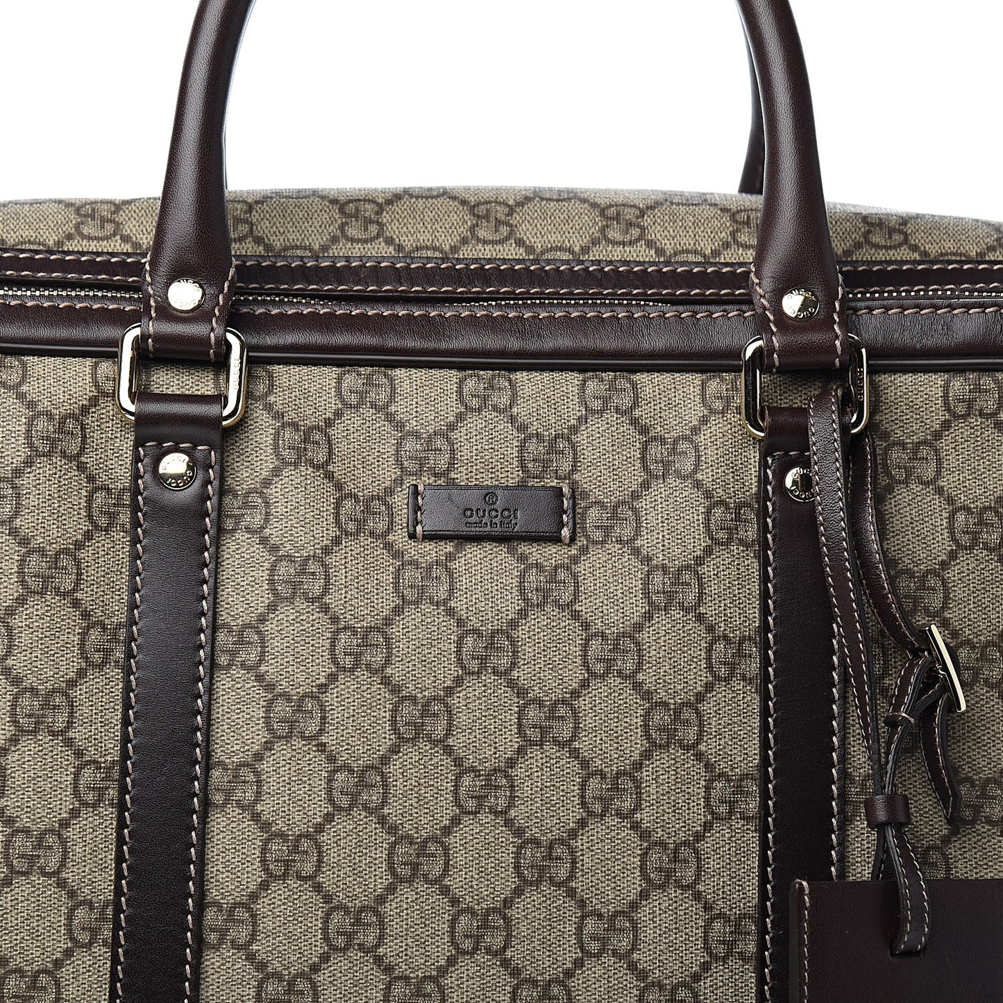 GG Plus Monogram Medium Double Handle Briefcase Dark Brown