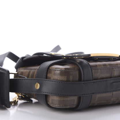 Fendi Glazed Fabric Vitello Century FF 1974 Mini Baguette Cage Mogano Panna Black 6 of 9