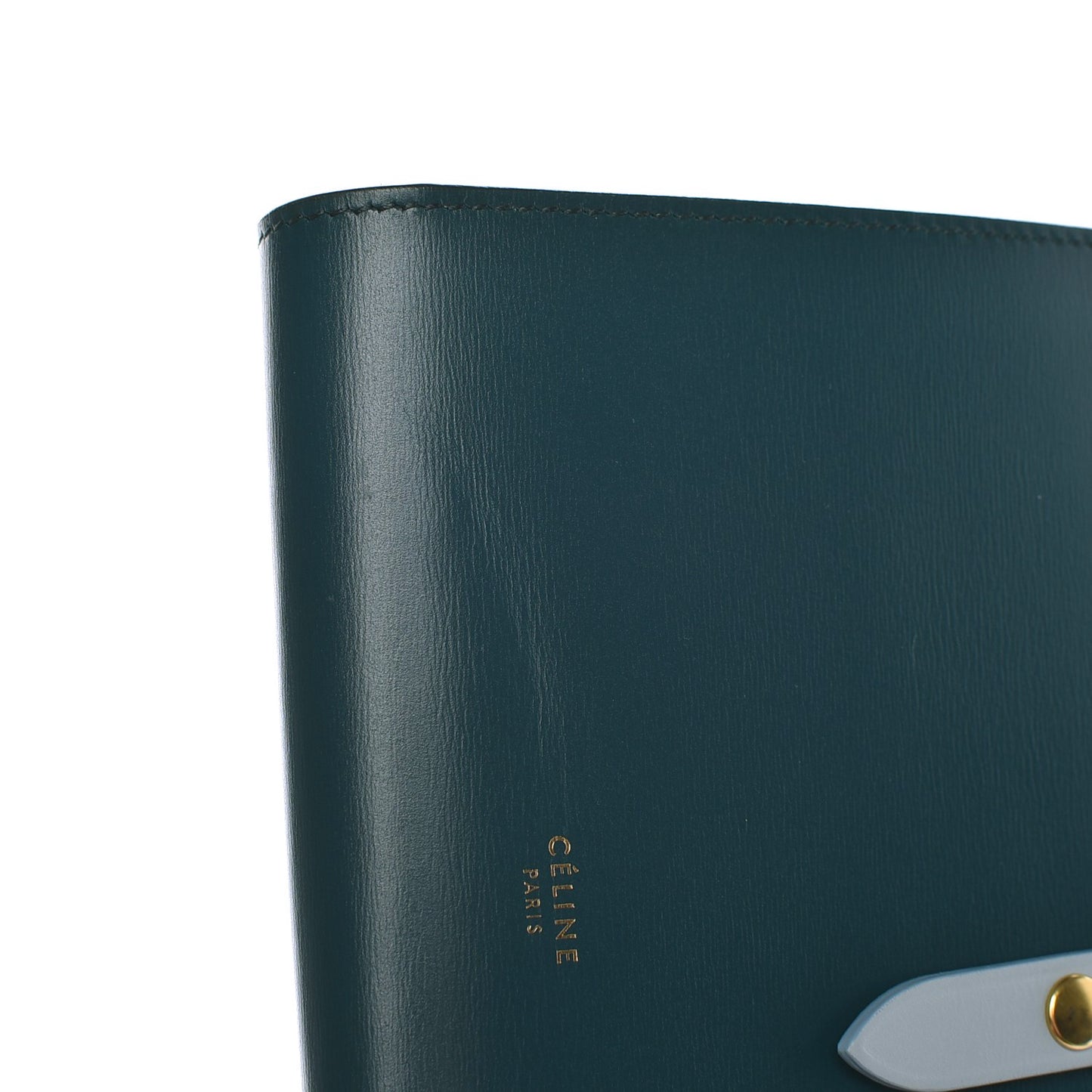 Shiny Smooth Calfskin Large Multifunction Strap Wallet Dark Green Mineral