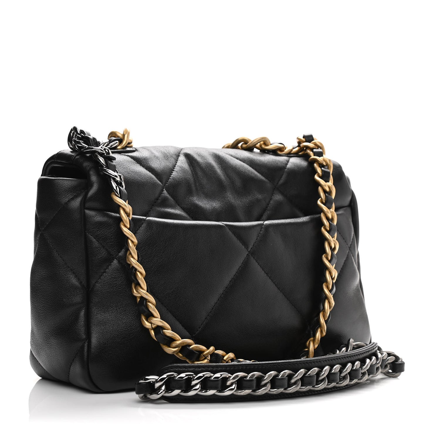Goatskin Quilted Medium Chanel 19 Flap Black