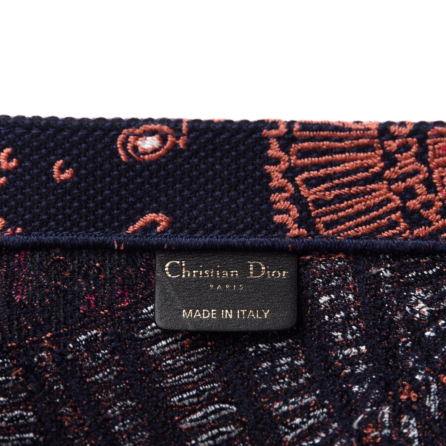 Canvas Embroidered Dior Animals Tiger Book Tote Deep Blue Fuchsia