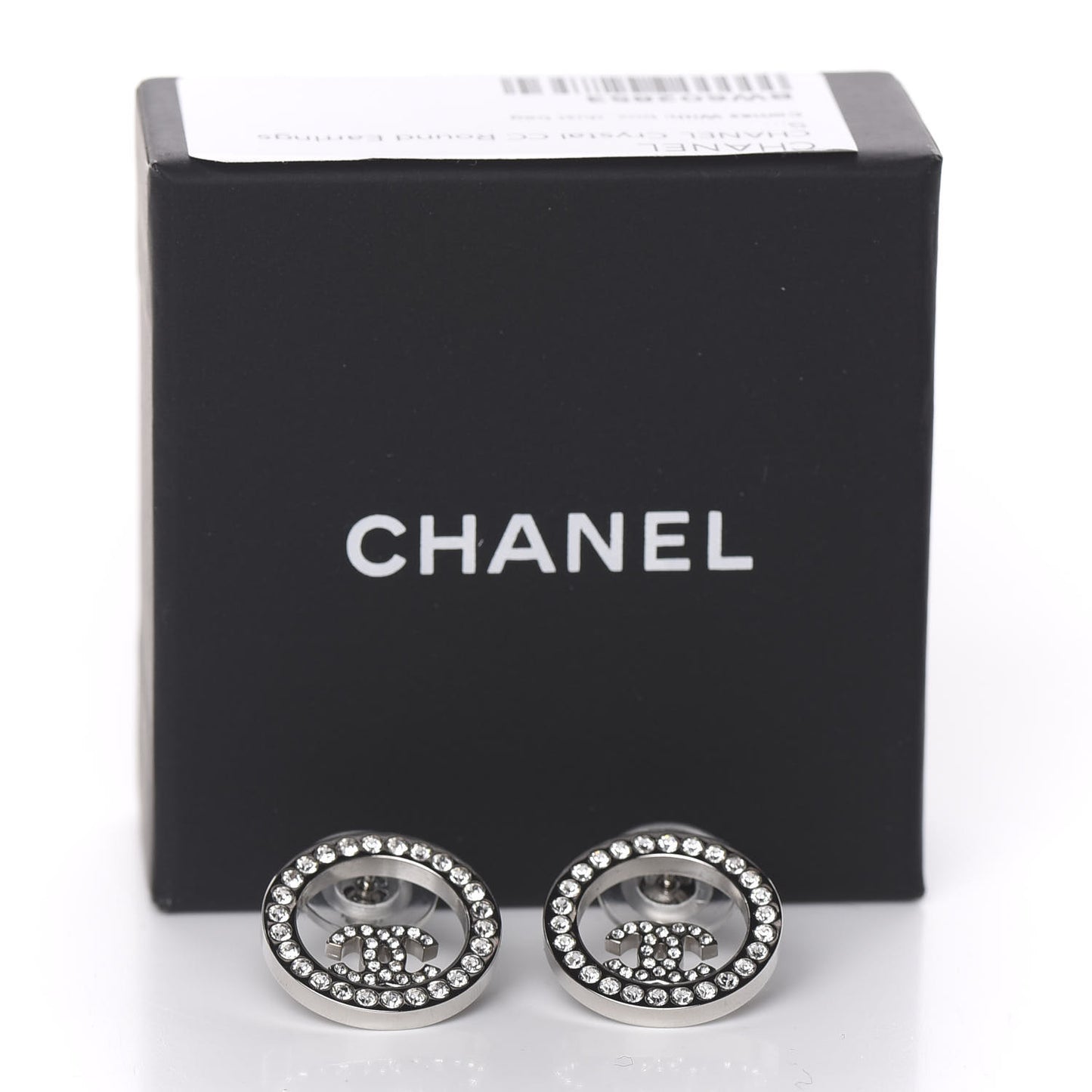 Crystal CC Round Earrings Silver