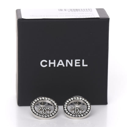 Chanel Crystal CC Round Earrings Silver 5 of 5
