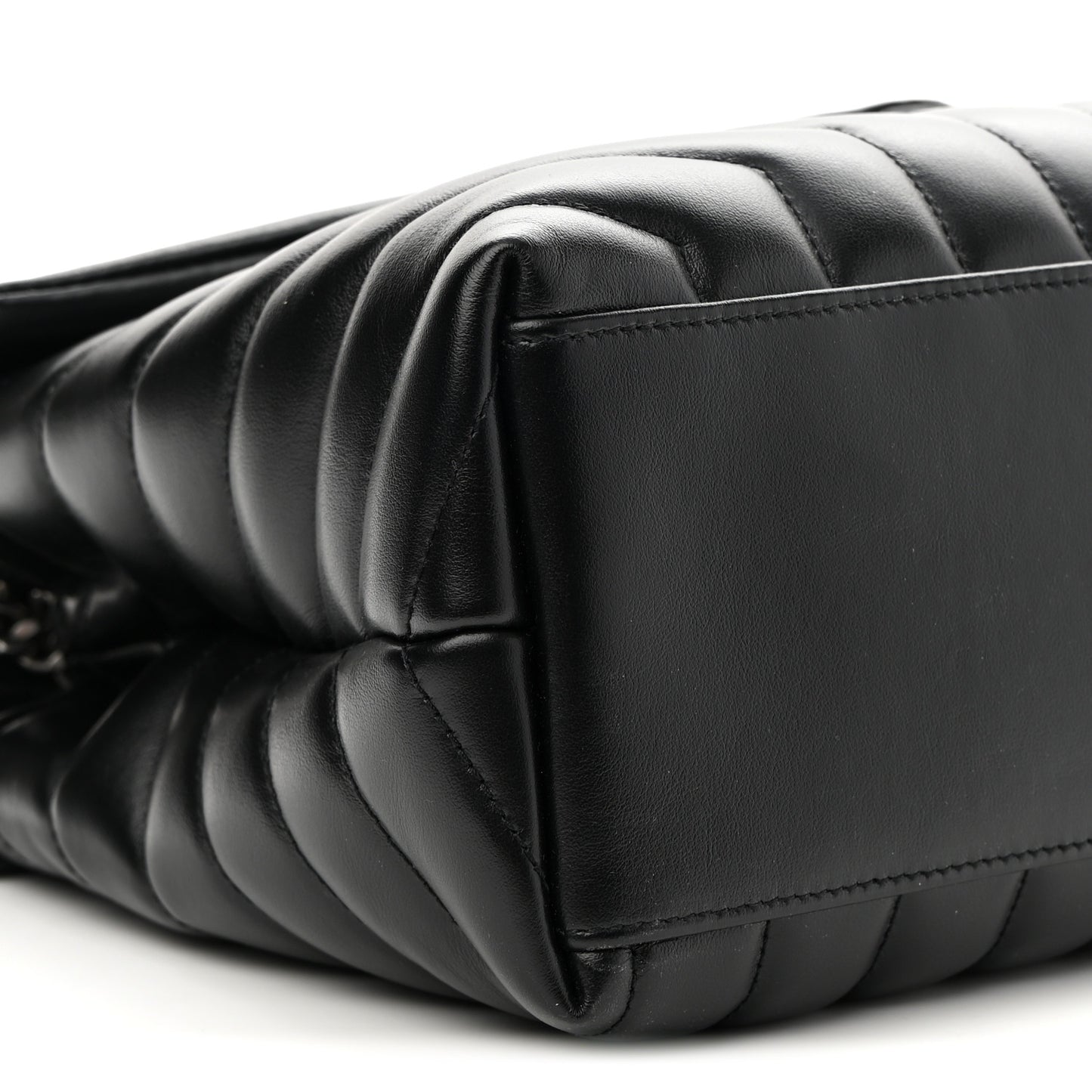 Calfskin Y Quilted Monogram Medium Loulou Chain Satchel Black
