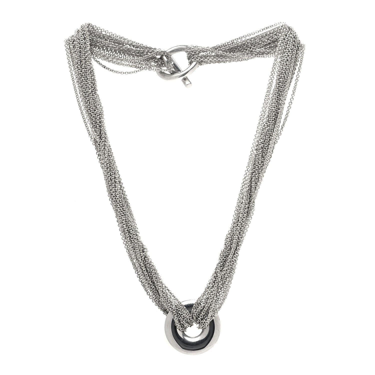 Tiffany Sterling Silver Circle Multi Chain Toggle Necklace 3 of 4