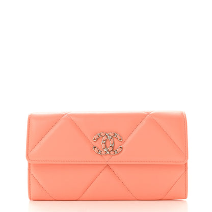 Chanel Lambskin Quilted Chanel 19 Flap Wallet Light Pink 1 of 9
