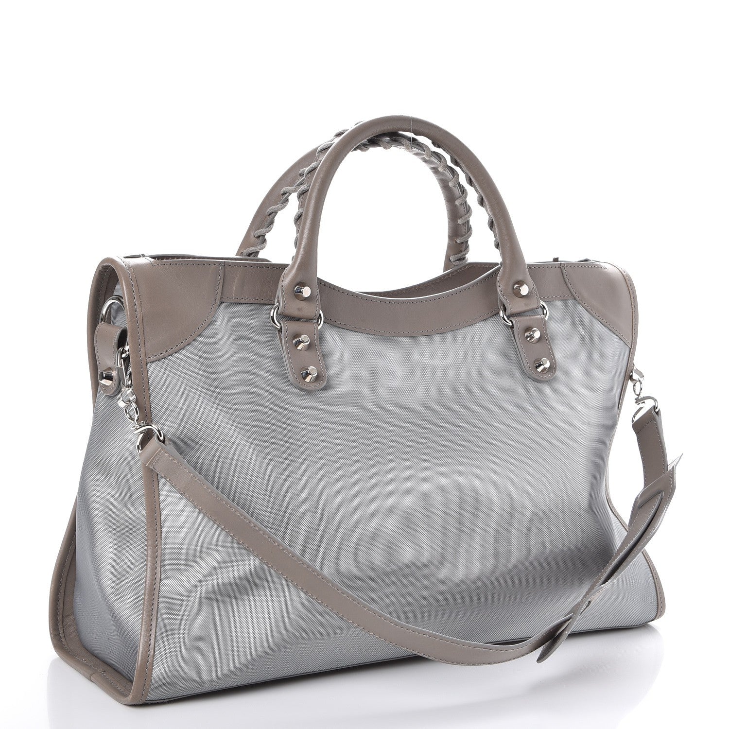 Balenciaga Technical Mesh Vegetable Calfskin Classic Silver Hardware City Gris Ardoise Gris Pyrite 3 of 14