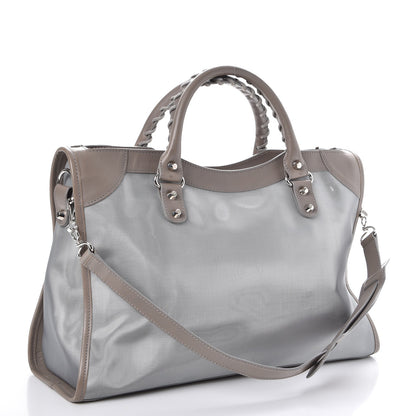 Balenciaga Technical Mesh Vegetable Calfskin Classic Silver Hardware City Gris Ardoise Gris Pyrite 3 of 14