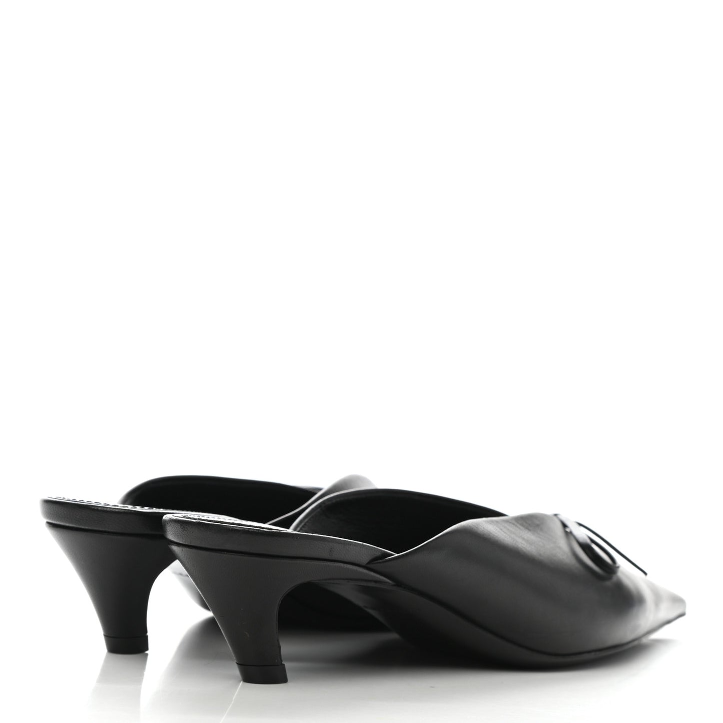 Goatskin Pointed Toe Knife Mules 37 Black