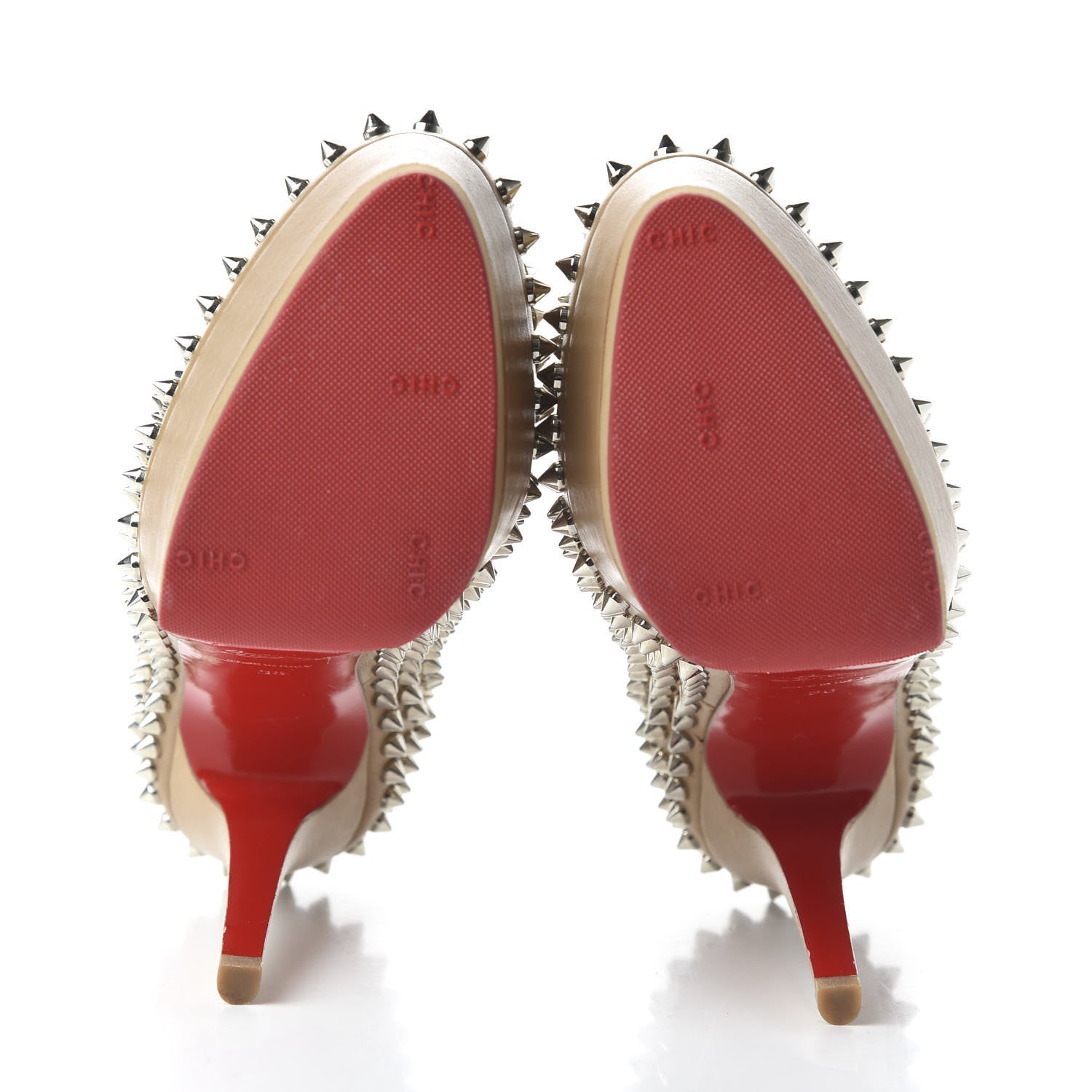 Christian Louboutin Nappa Spikes 140 Platform Pumps 36 Nude 5 of 7