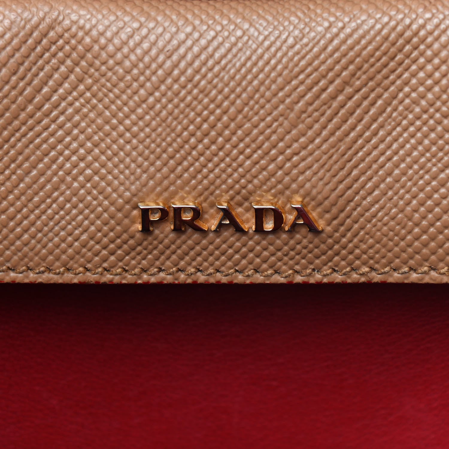 Prada Saffiano Cuir Medium Double Bag Caramel Fuoco 10 of 19