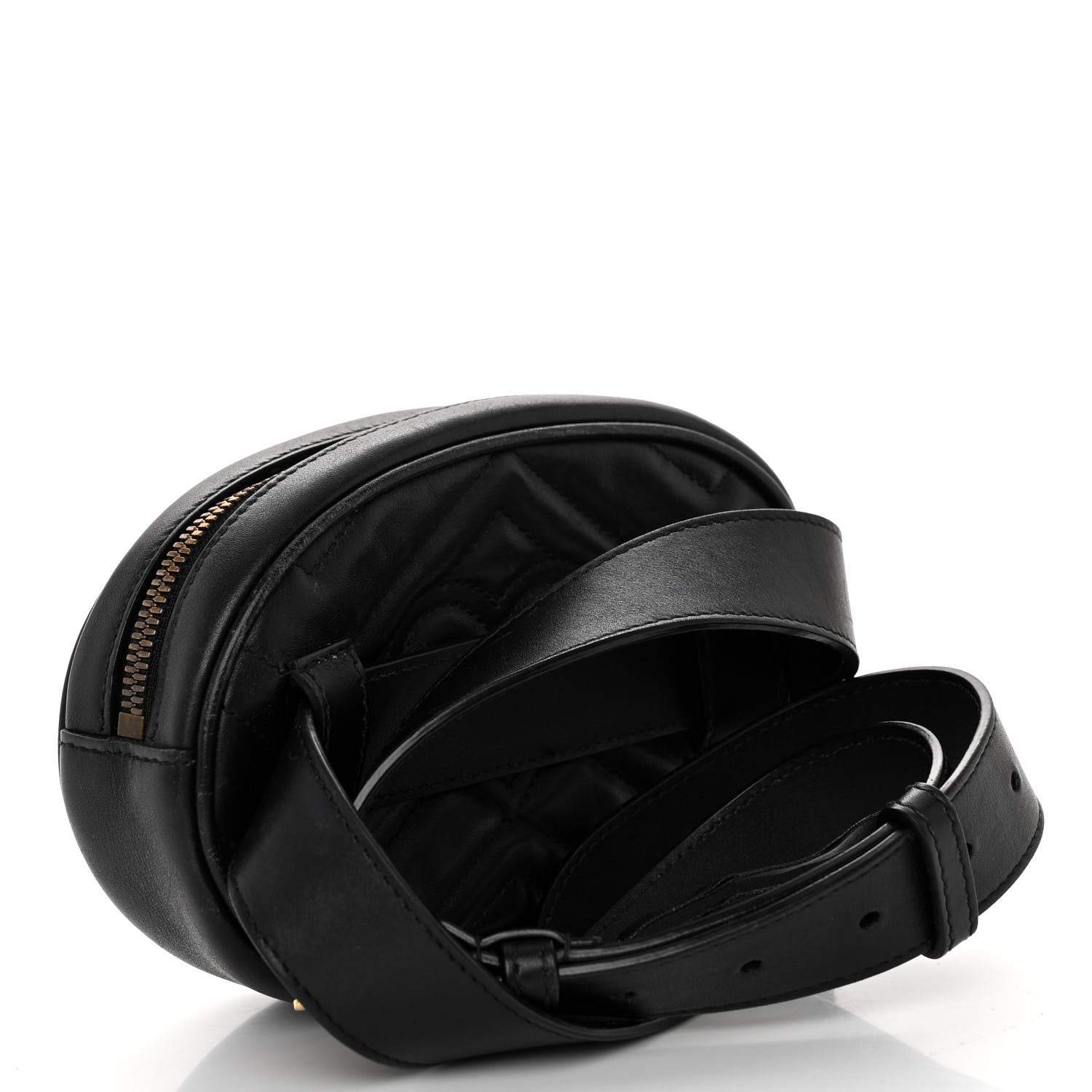 Gucci Calfskin Matelasse GG Marmont Belt Bag 85 34 Black 3 of 10