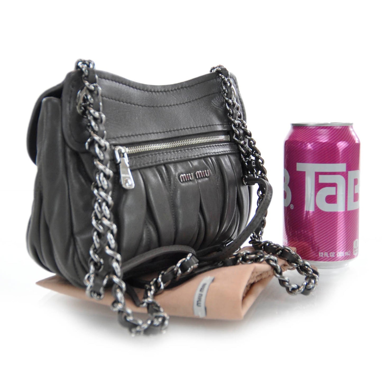 Leather Matelasse Shoulder Bag Grigio