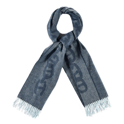 Hermes Cashmere Crazy Chain Muffler Petrole Bleu Givre 1 of 5