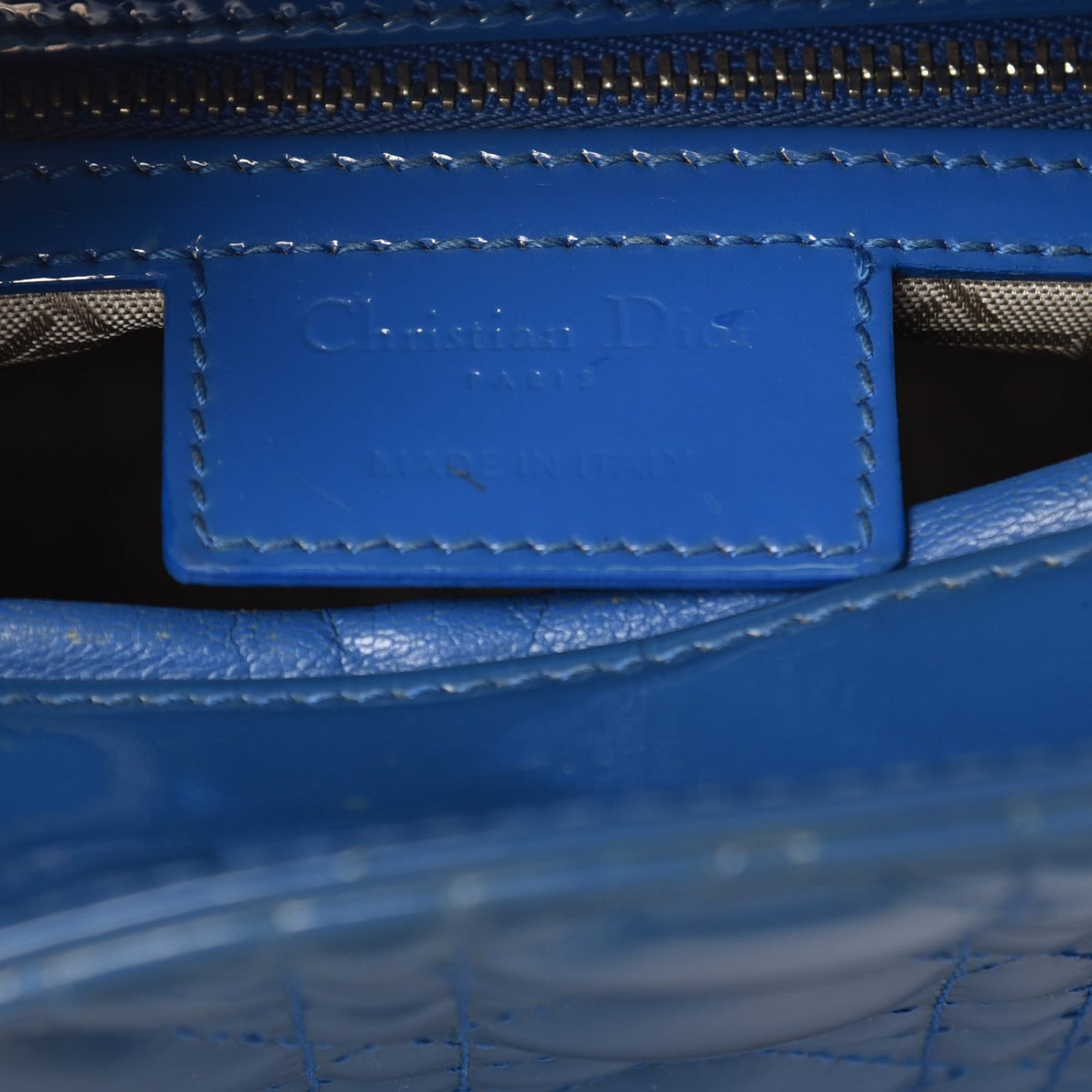 Patent Cannage Large Lady Dior Blue