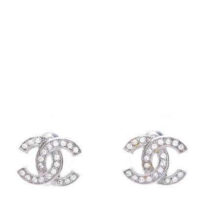 Chanel Crystal Mini Timeless CC Earrings Silver 1 of 5