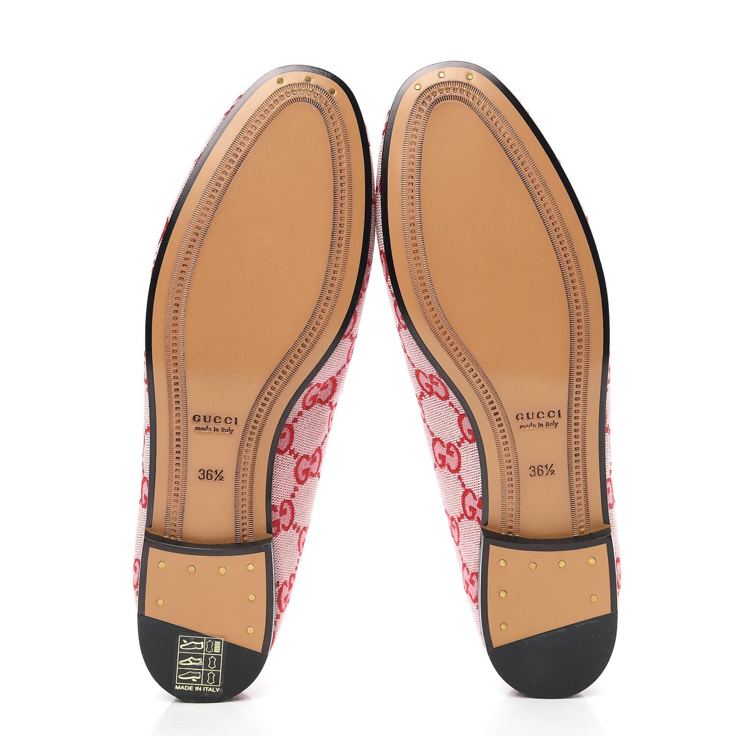 Canvas GG Monogram Horsebit Womens Jordaan Loafers 36.5 Gardenia Hibiscus Red