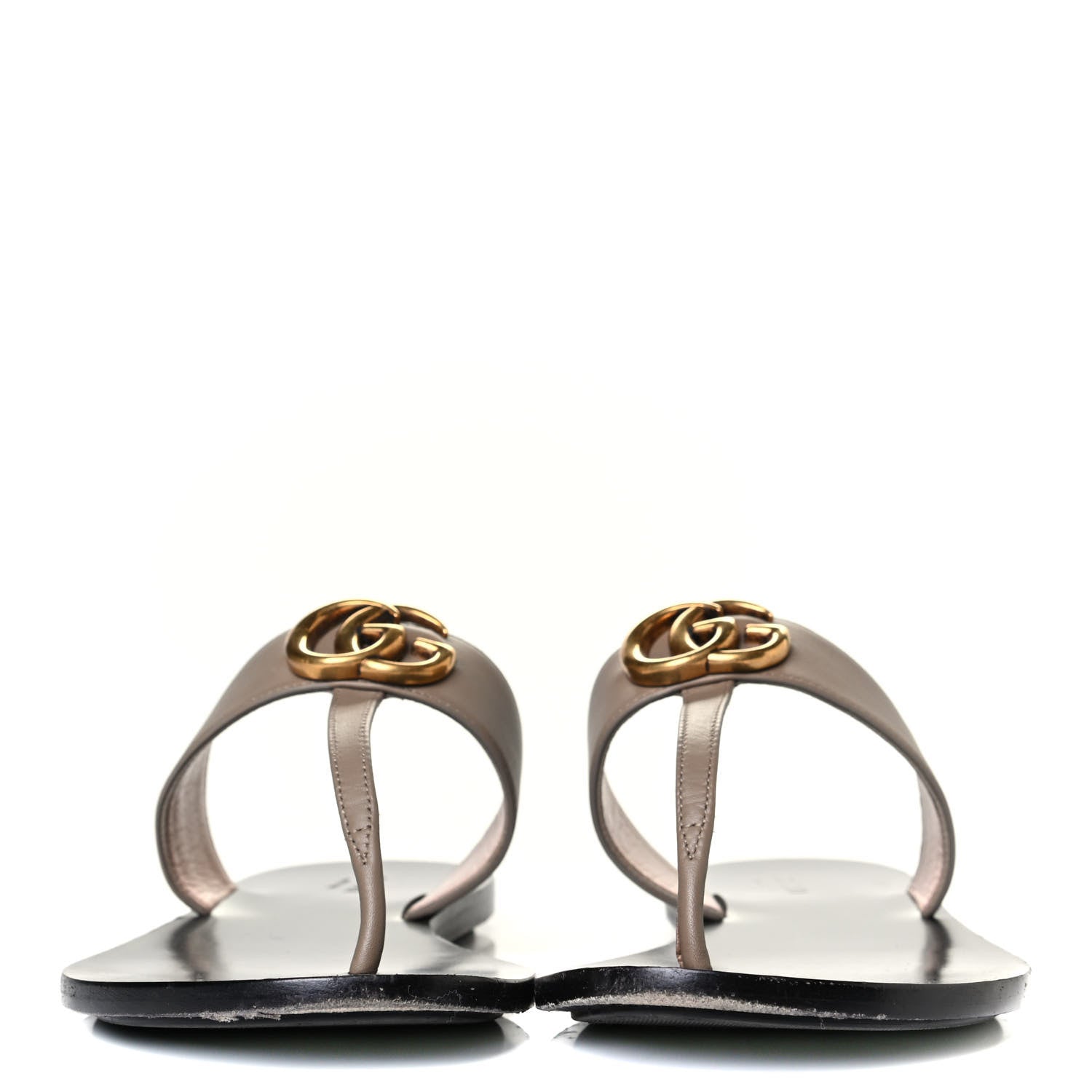 Gucci Calfskin GG Marmont Thong Sandals 38 Taupe 2 of 9