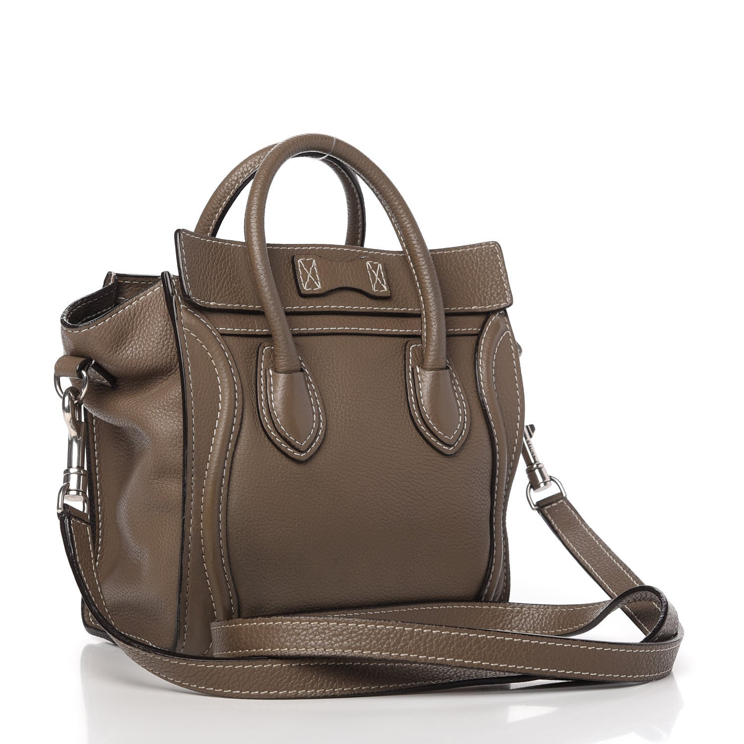 Celine Drummed Calfskin Nano Luggage Souris 3 of 11