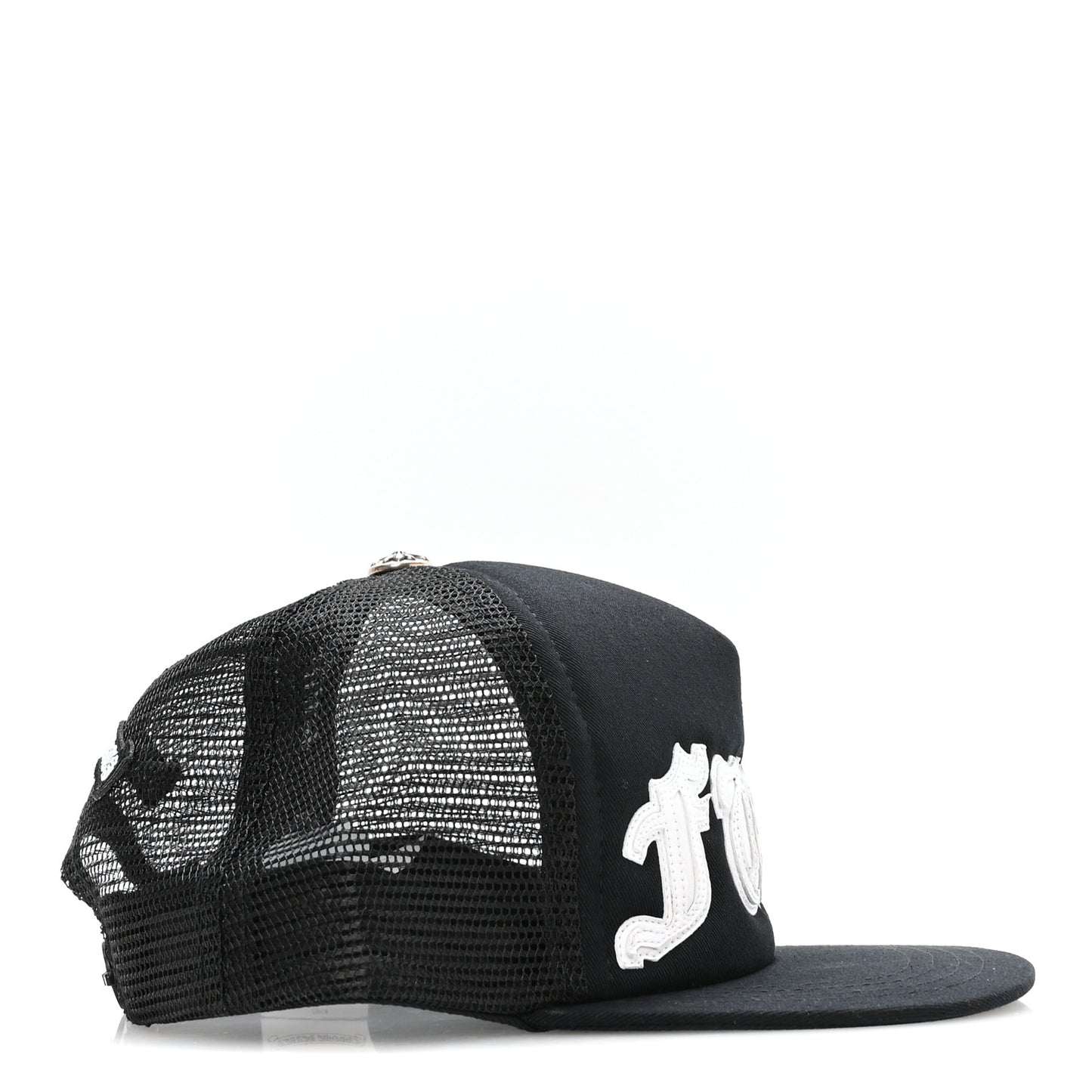 Cotton Mesh Lambskin FCK Trucker Hat Black White