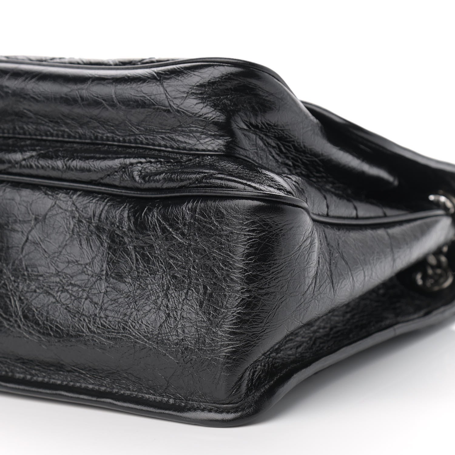 Saint Laurent Crinkled Calfskin Matelasse Monogram Large Niki Chain Satchel Black 9 of 9