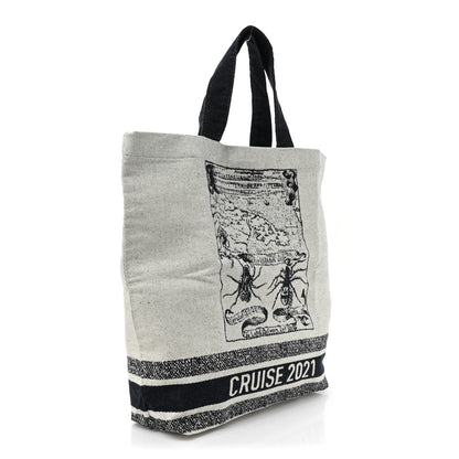Christian Dior Canvas Print Cruise Tote Black White 3 of 8