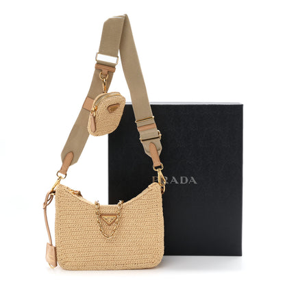 Prada Yarn Raffia Effect Crochet Re-Edition 2005 Shoulder Bag Naturale 12 of 12