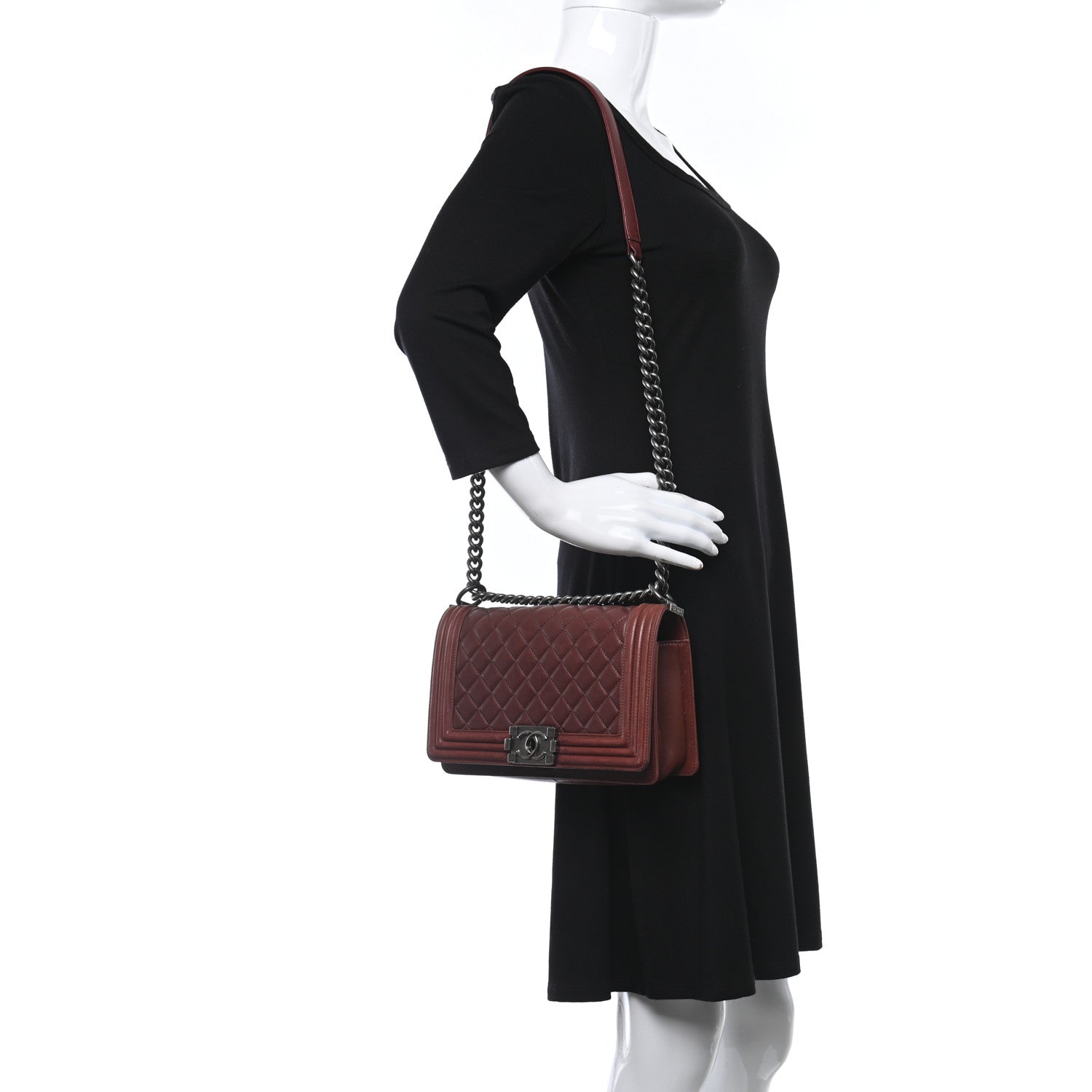 Chanel Lambskin Quilted Medium Boy Flap Burgundy 2 of 12