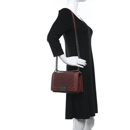 Chanel Lambskin Quilted Medium Boy Flap Burgundy 2 of 12
