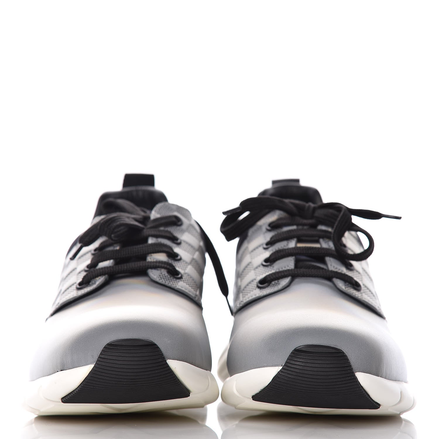 Louis Vuitton Nylon Suede Damier Fastlane Low Sneakers 8.5 Grey Black 2 of 10