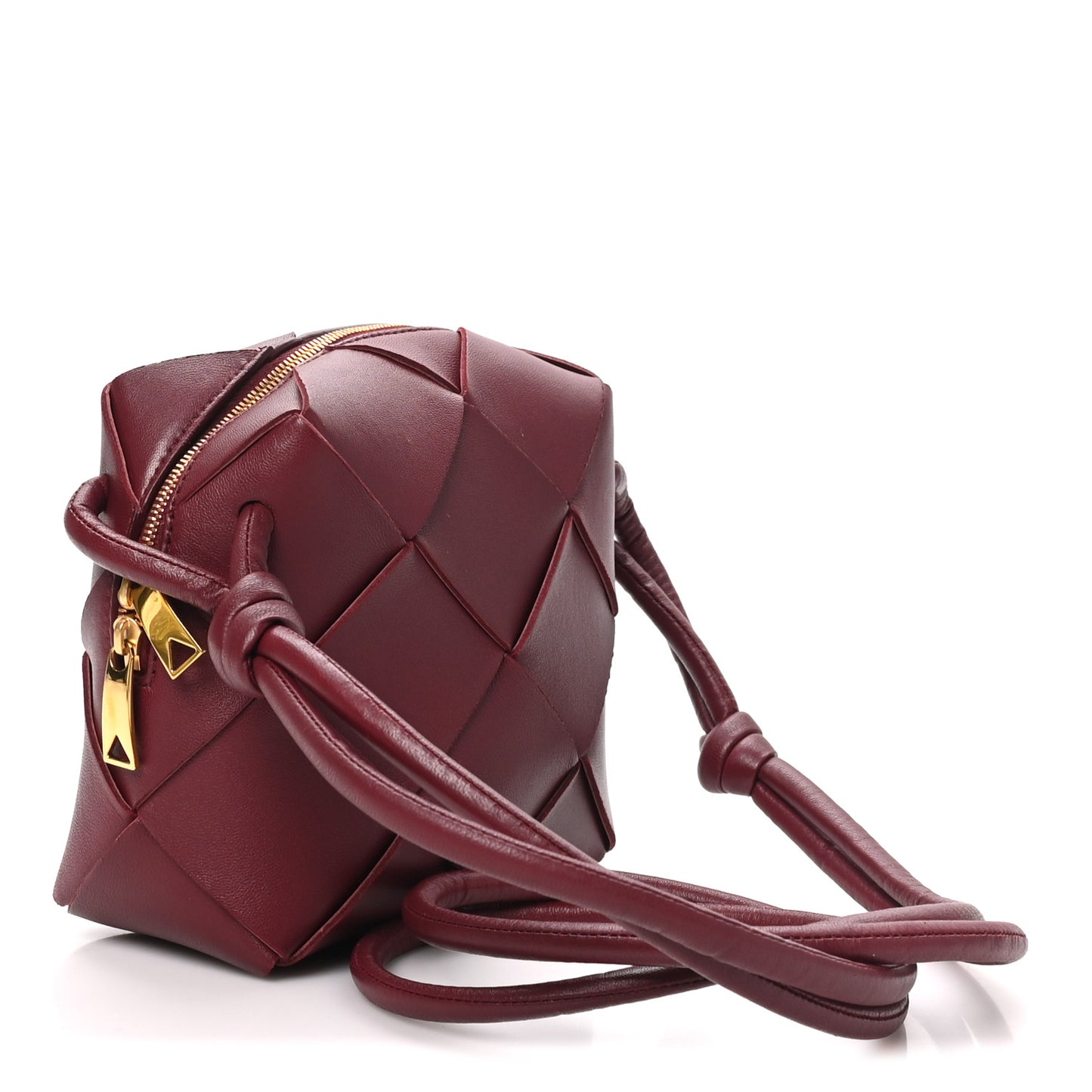 Lambskin Maxi Intrecciato Mini Cassette Camera Bag Bordeaux