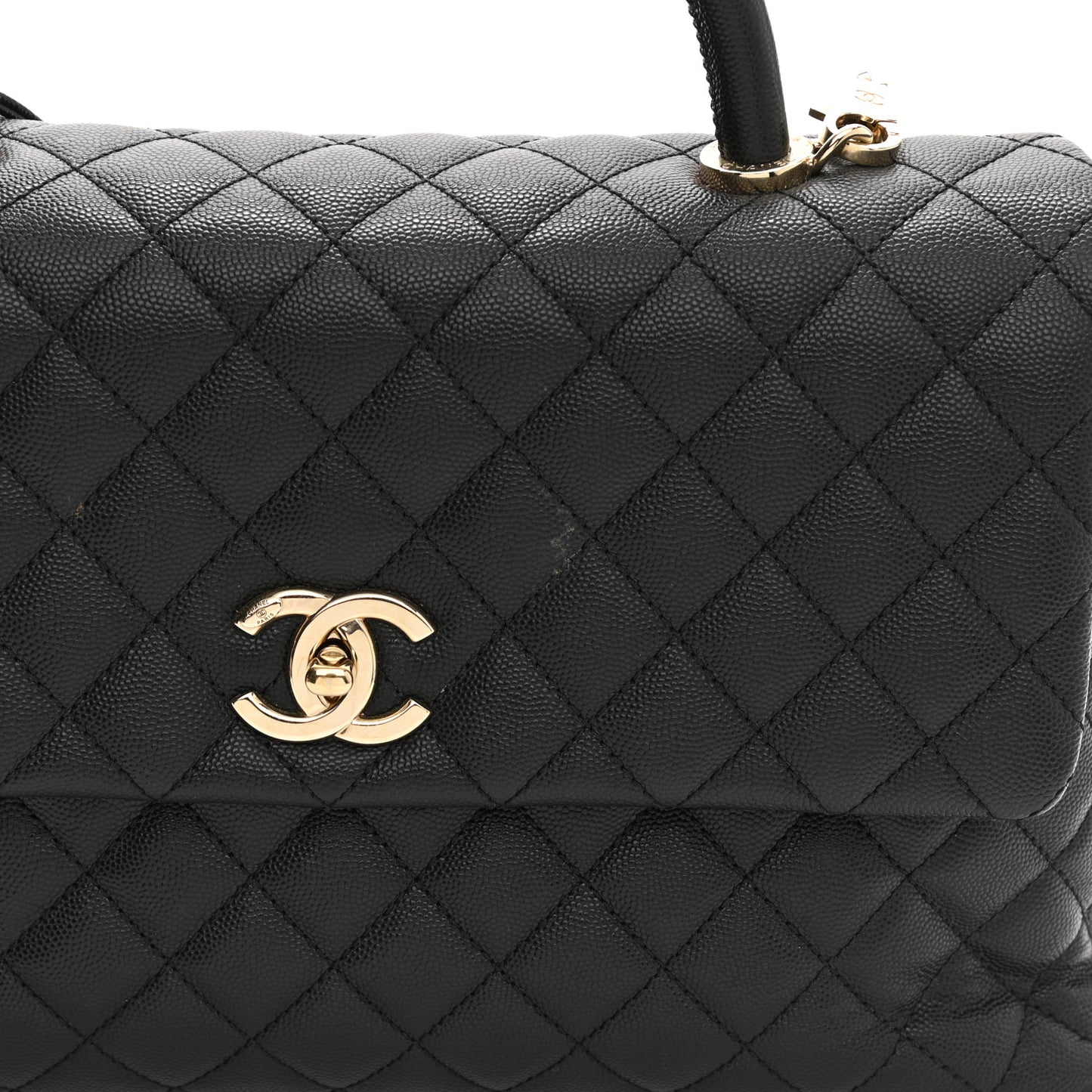Caviar Quilted Medium Coco Handle Flap Black