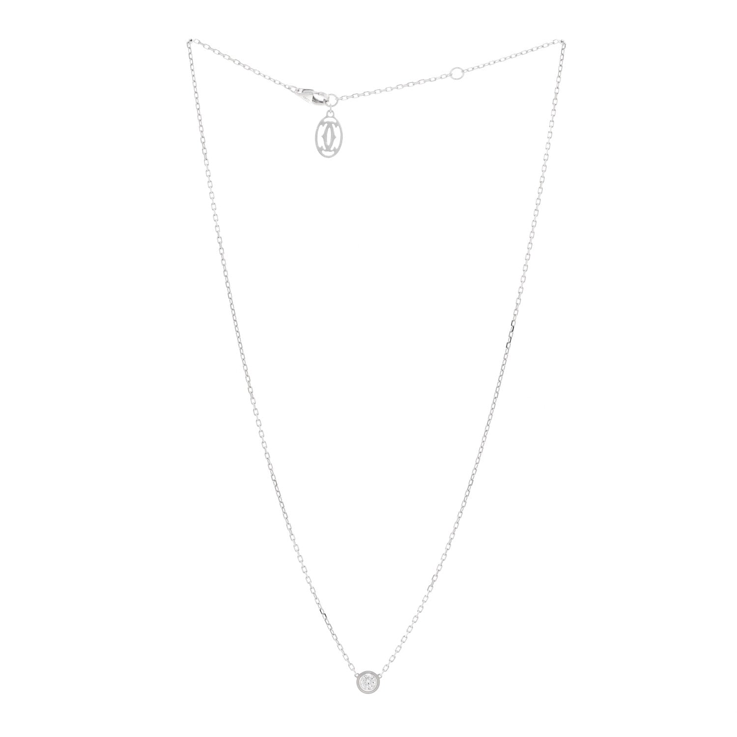 Cartier 18K White Gold Diamond LM D'Amour Pendant Necklace 3 of 5