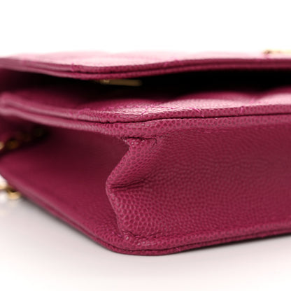 Chanel Caviar Quilted Chain CC Quilted Wallet On Chain WOC Fuchsia 10 of 12