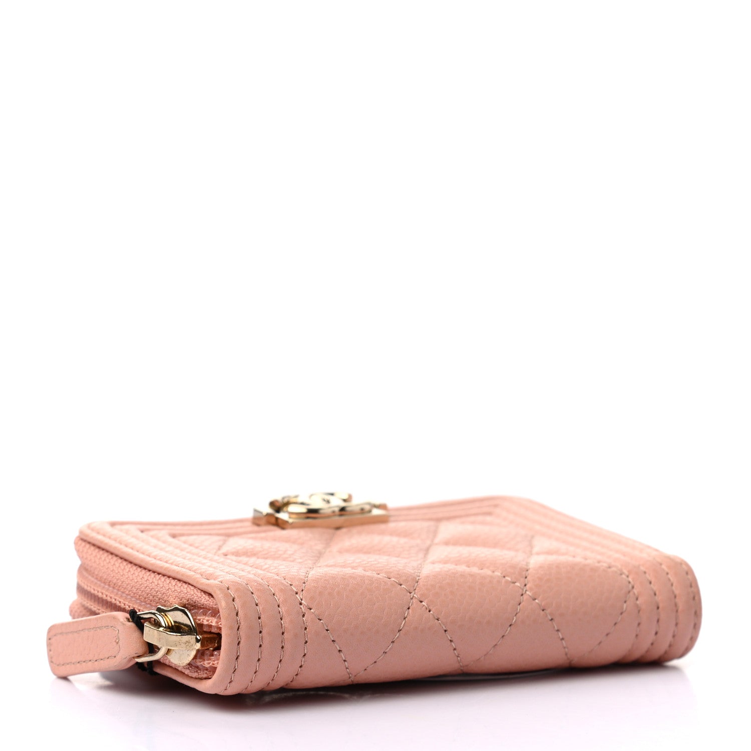 Chanel Caviar Quilted Boy Zip Around Coin Purse Wallet Light Pink 4 of 7