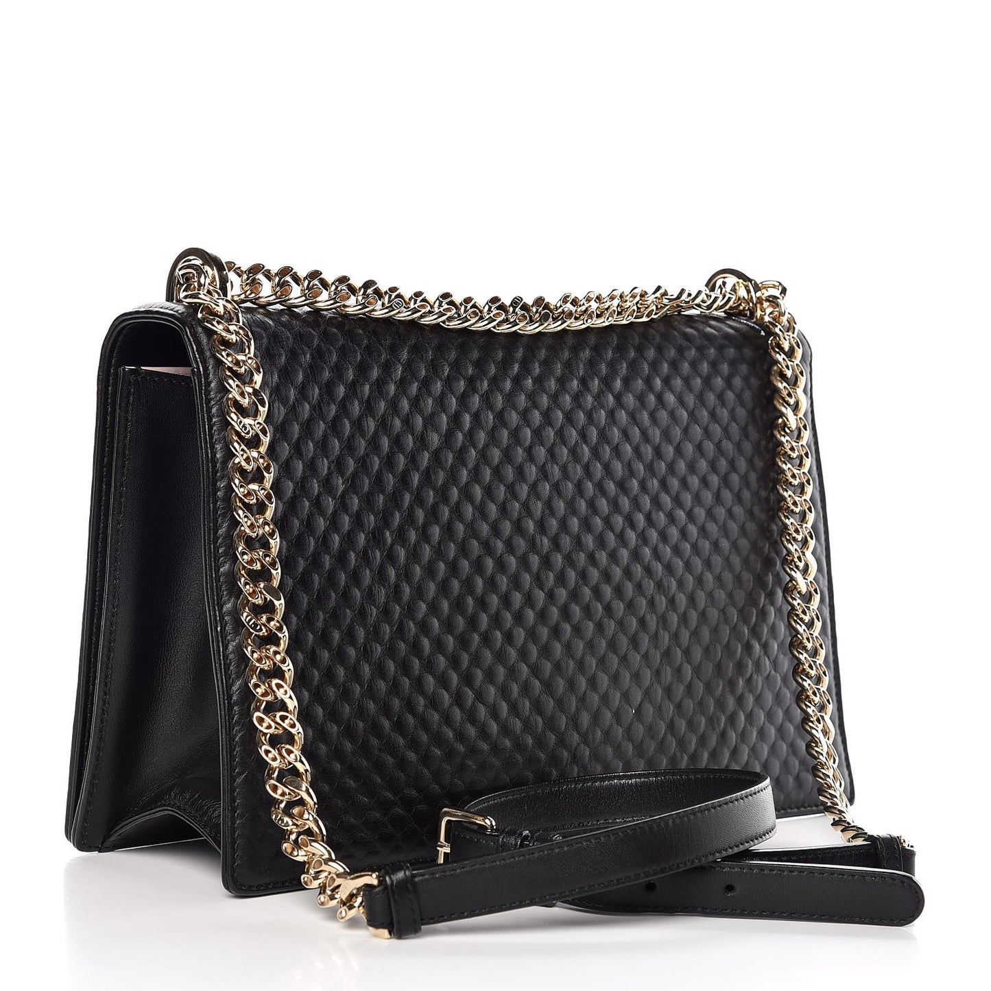 Lambskin Quilted Embroidered Large Diorama Flap Bag Black