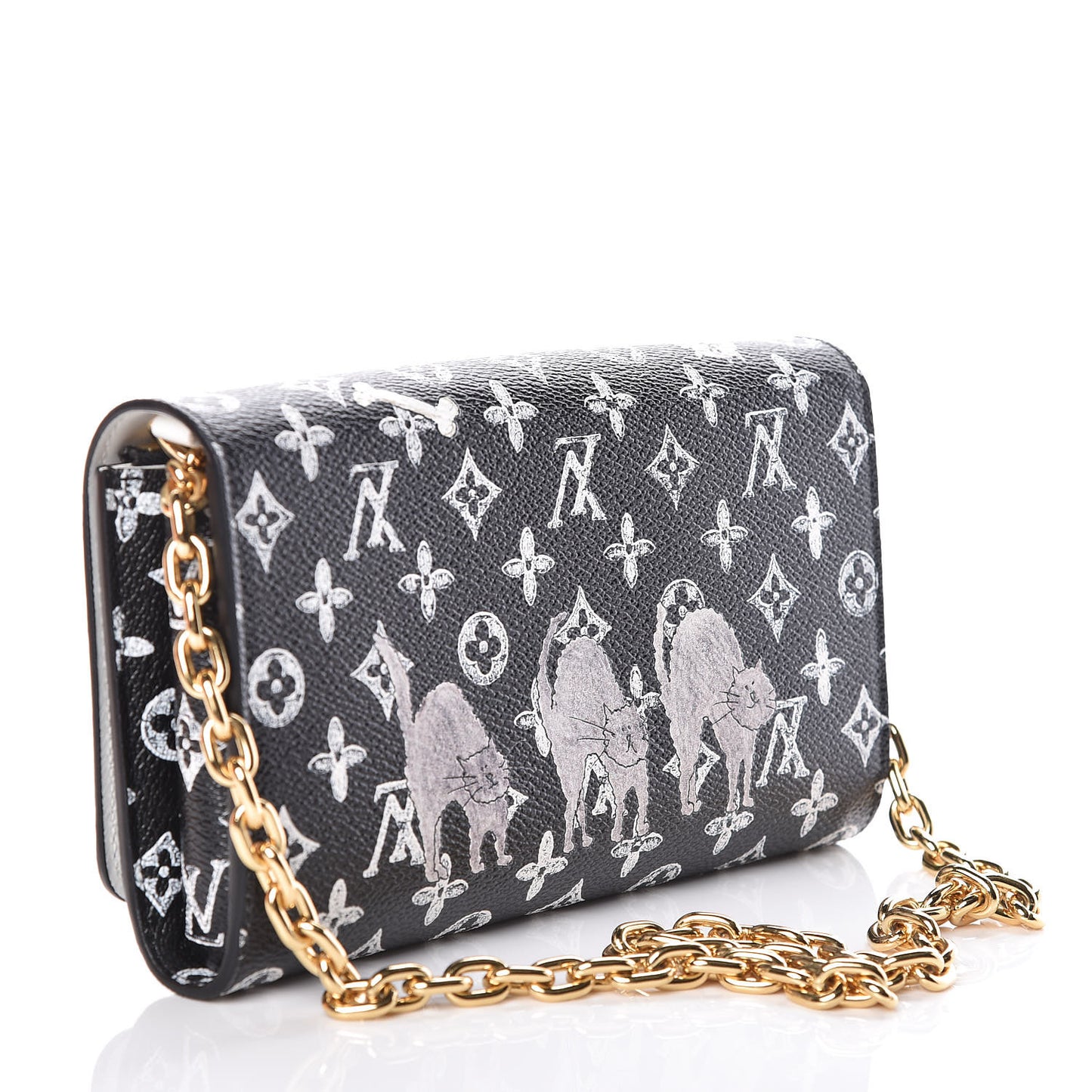 Catogram Twist Chain Wallet Black