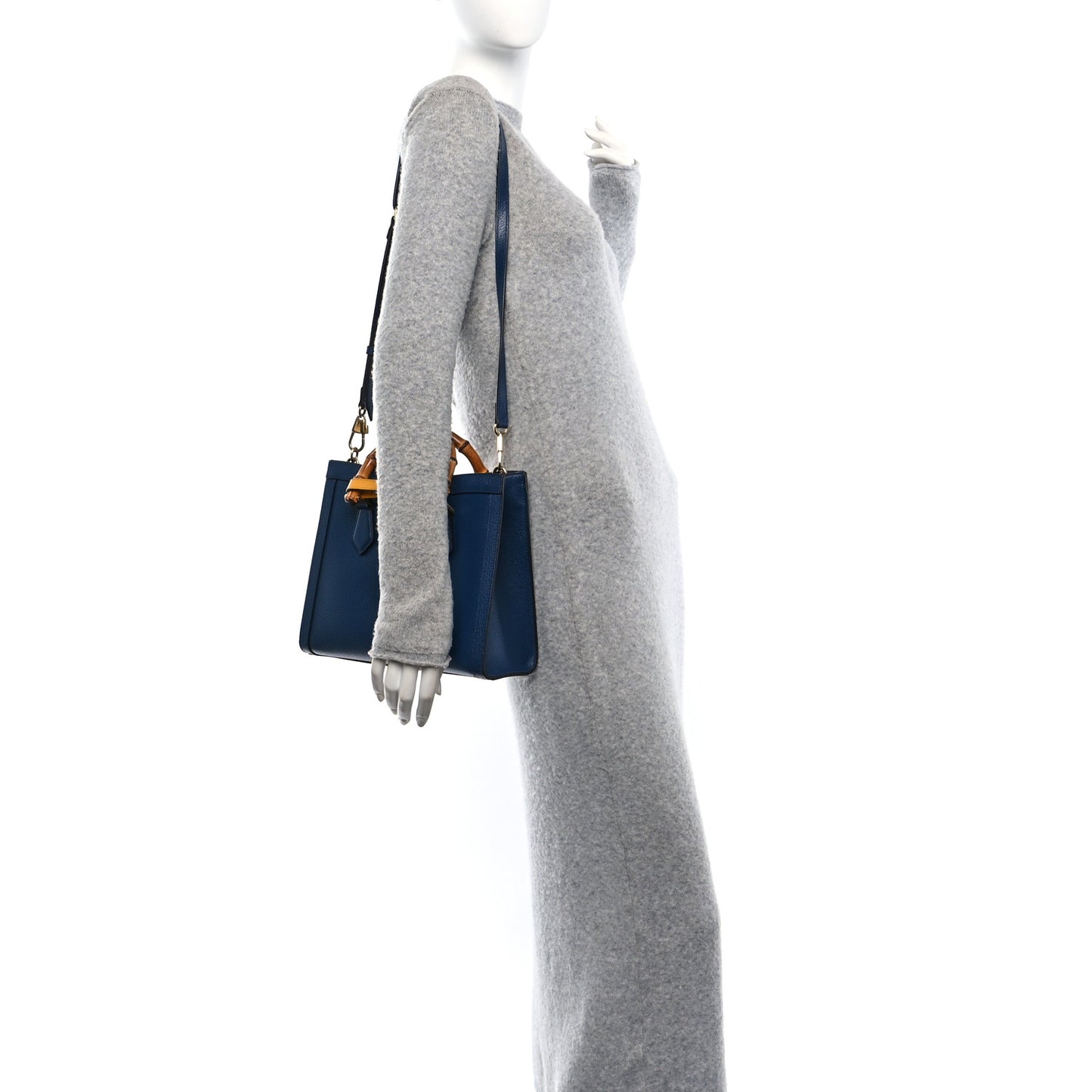 Textured Dollar Calfskin Web Small Diana Tote Bag Royal Crop