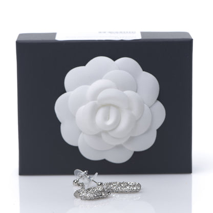 Chanel Baguette Crystal CC Drop Earrings Silver 4 of 4