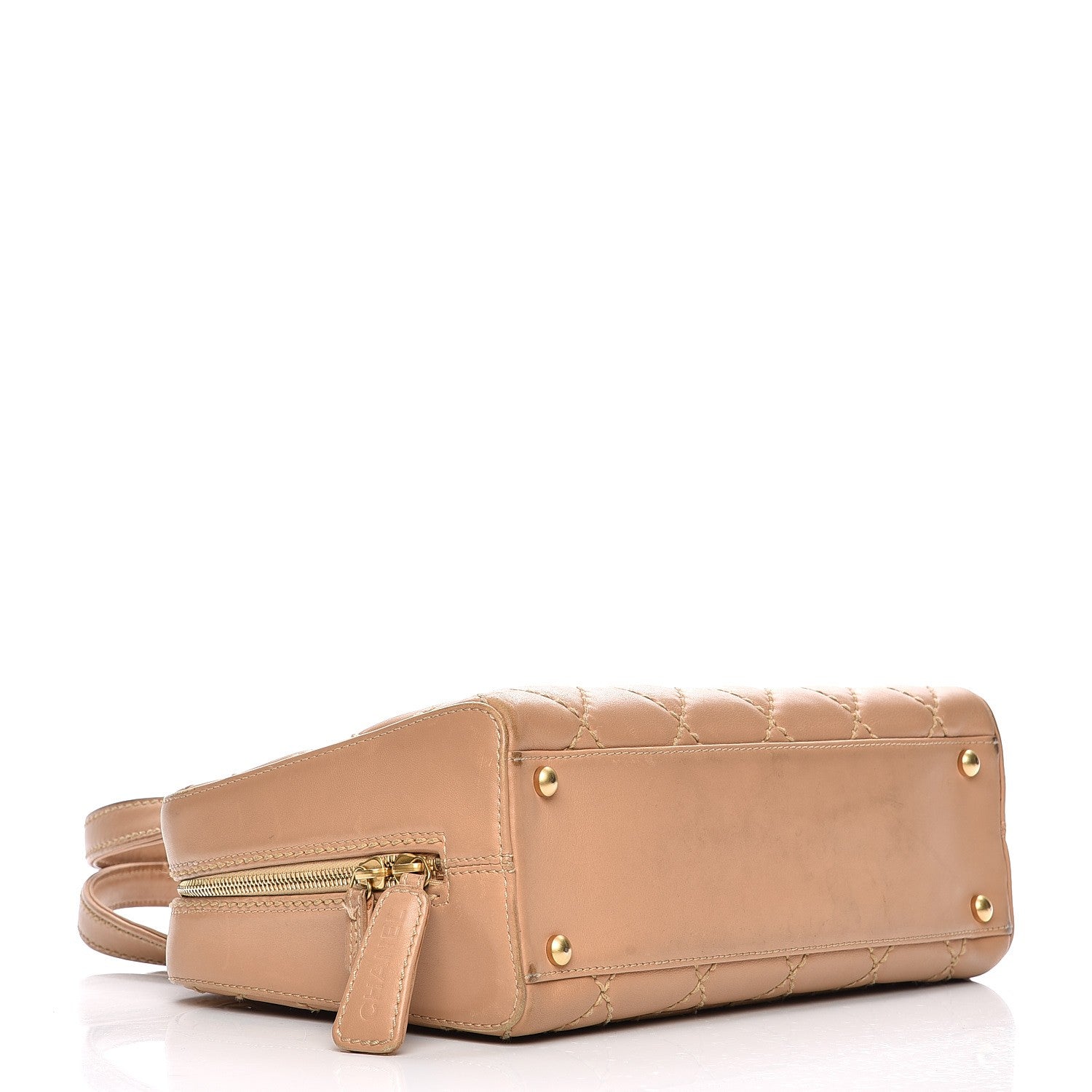 Chanel Lambskin Surpique Shoulder Bag Beige 4 of 21