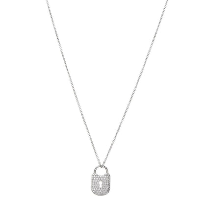 Tiffany Platinum Diamond Small Vintage Lock Pendant Necklace 1 of 8