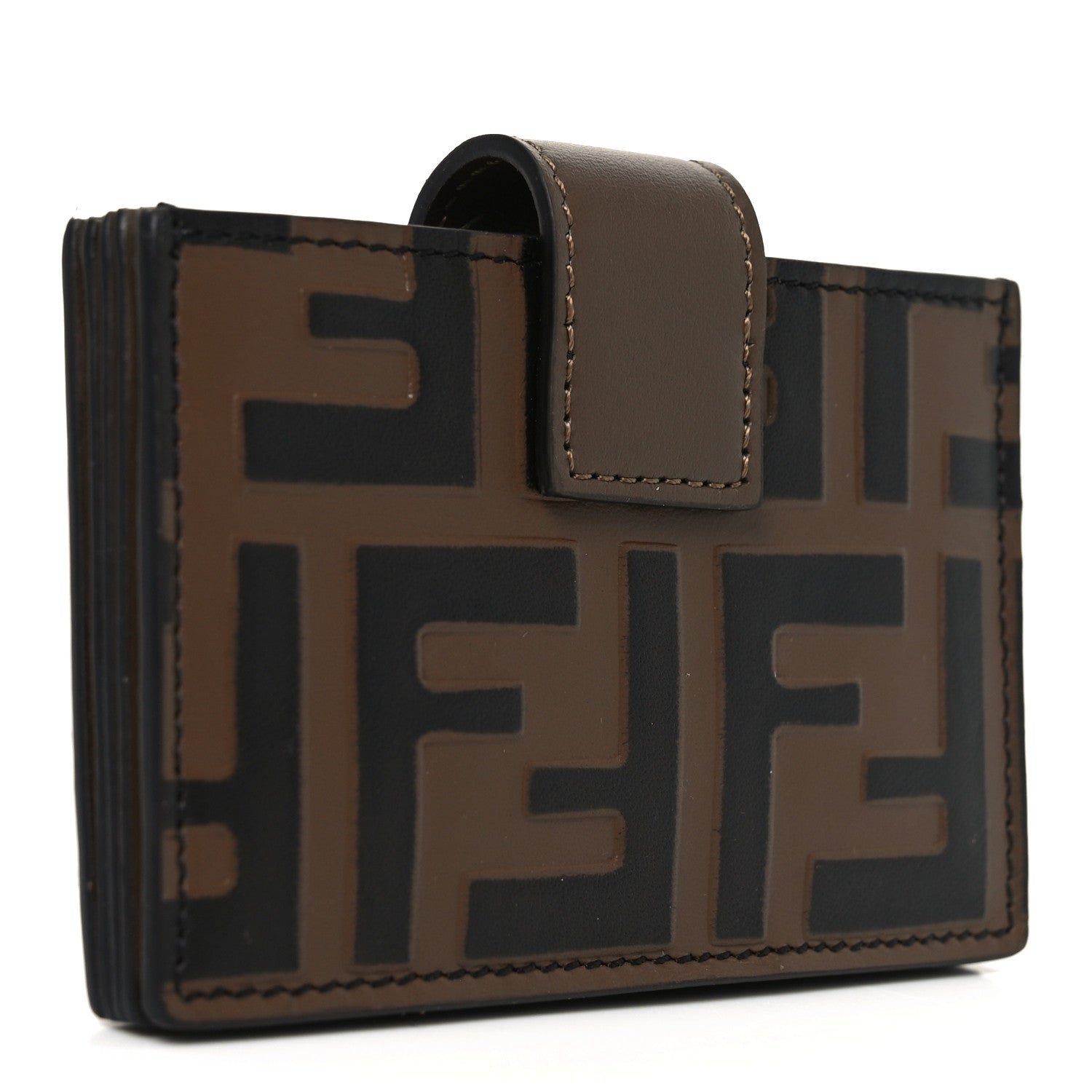 FENDI名刺入れCC CASE VIT.SOFT STAMPA FF 1974 Fendi Vitello Soft F is Fendi Bi-Color FF 1974 Embossed Gusseted