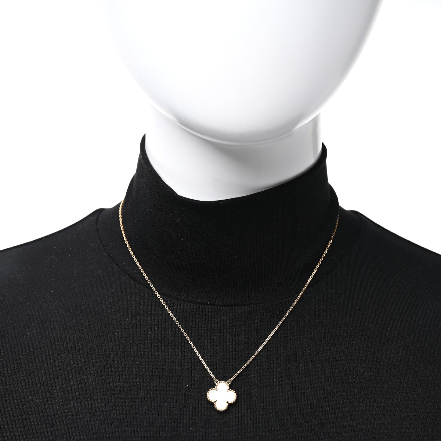 18K Yellow Gold Mother of Pearl Vintage Alhambra Pendant Necklace